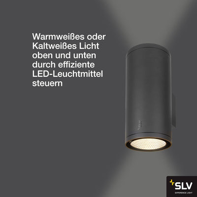 SLV LED Wandlampe ENOLA UP/DOWN L für die Aussenbeleuchtung von Wänden, Wegen, Eingängen, LED Strahl