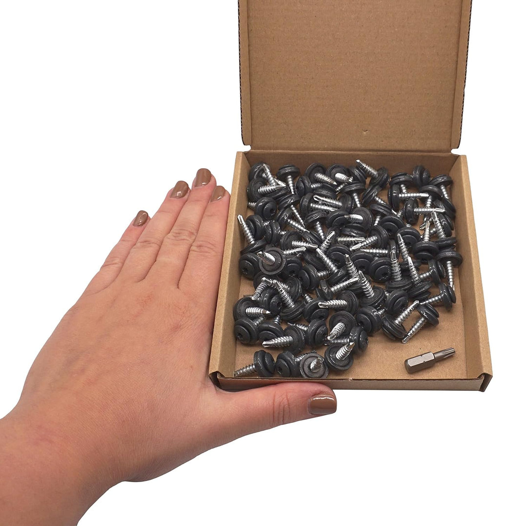 SKIR'CO (80 Stück) Metalldachschrauben 4,8 x 20 mm lackiert, selbstbohrende Schrauben mit EPDM-Unter