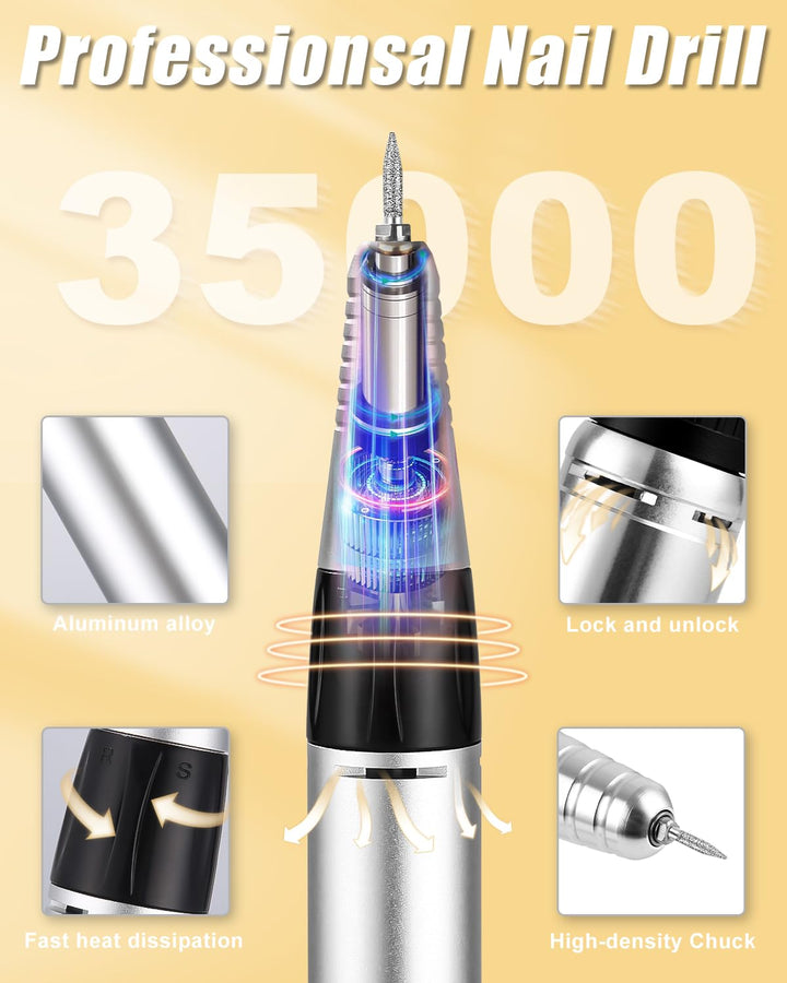Nagelfräser für Gelnägel, 35000 U/Min, Elektrische Nagelfeile mit Lcd-Display, Fräser für Gelnägel,