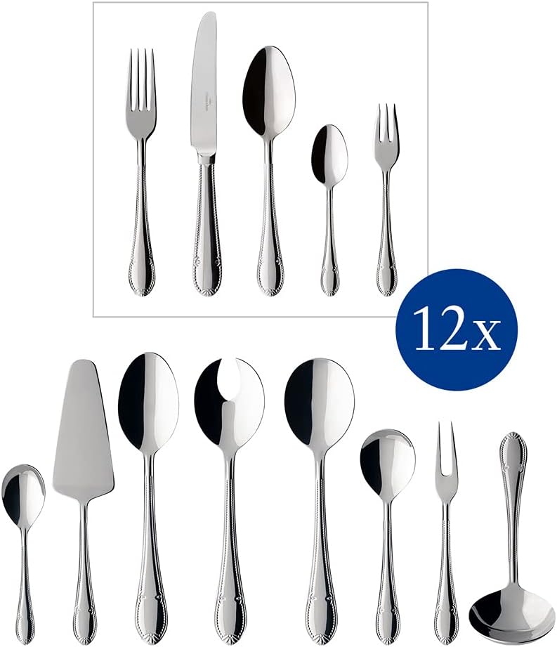 Villeroy & Boch – Mademoiselle Tafelbesteck, Besteckset 68 teilig, spülmaschinenfest, rostfrei, Best