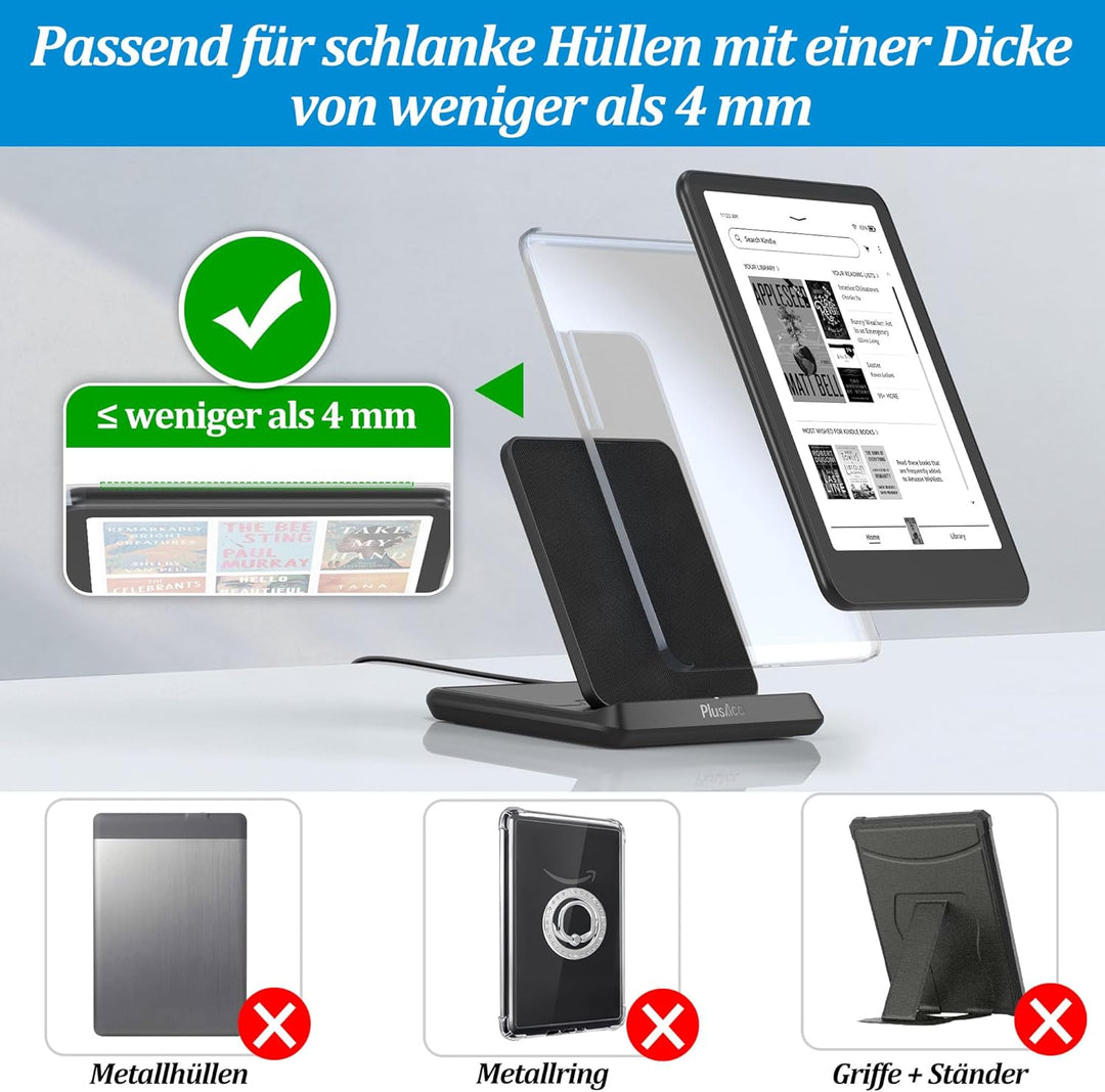 PlusAcc Kabelloses Ladedock für Kindle Paperwhite Signature Editions (Modelle 2022 und 2024) und Col
