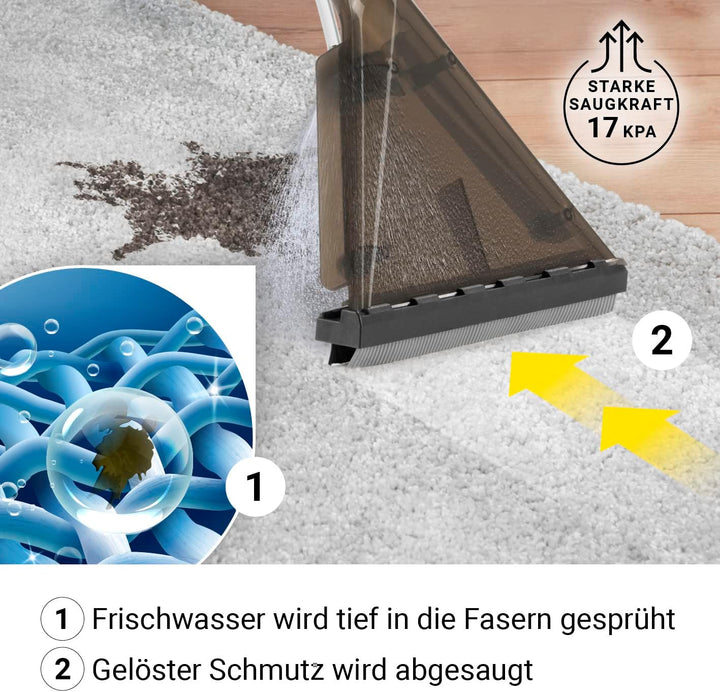Sprüh- und Waschsauger für hygienische Sauberkeit bis in die Fasertiefe | Entfernt hartnäckige Fleck