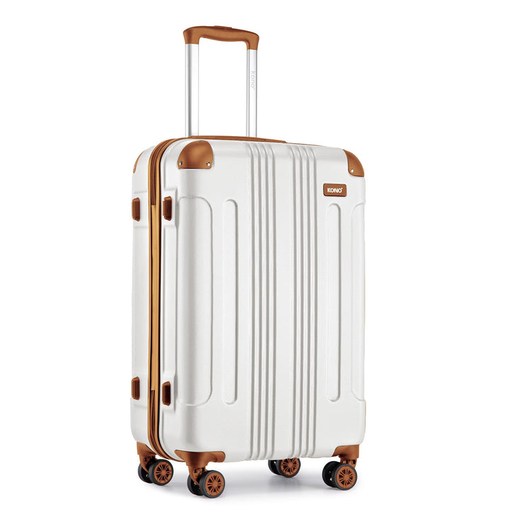 KONO Trolley Handgepäck Koffer 55x35x20cm Rollkoffer Reisekoffer mit 4 Rollen und Schloss (Cremeweis