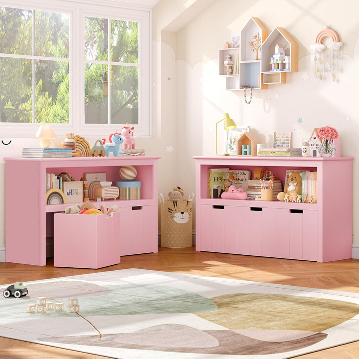 FOREHILL Kinderregal mit Boxen auf Rollen, Spielzeug Aufbewahrung Kinderzimmer Möbel, Spielzeugregal