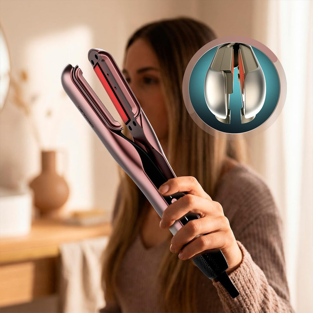 Cecotec Haarglätter AirLisse 2in1 ForceDry Duo Schwarz. Doppelheizplatte, 2 Zubehörteile, 1000 W, 11