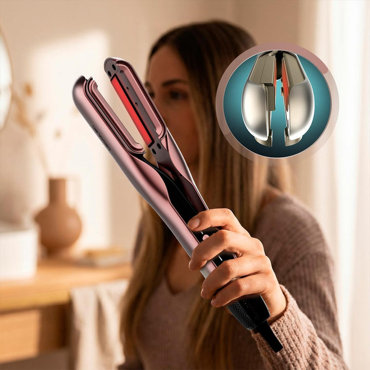 Cecotec Haarglätter AirLisse 2in1 ForceDry Duo Schwarz. Doppelheizplatte, 2 Zubehörteile, 1000 W, 11