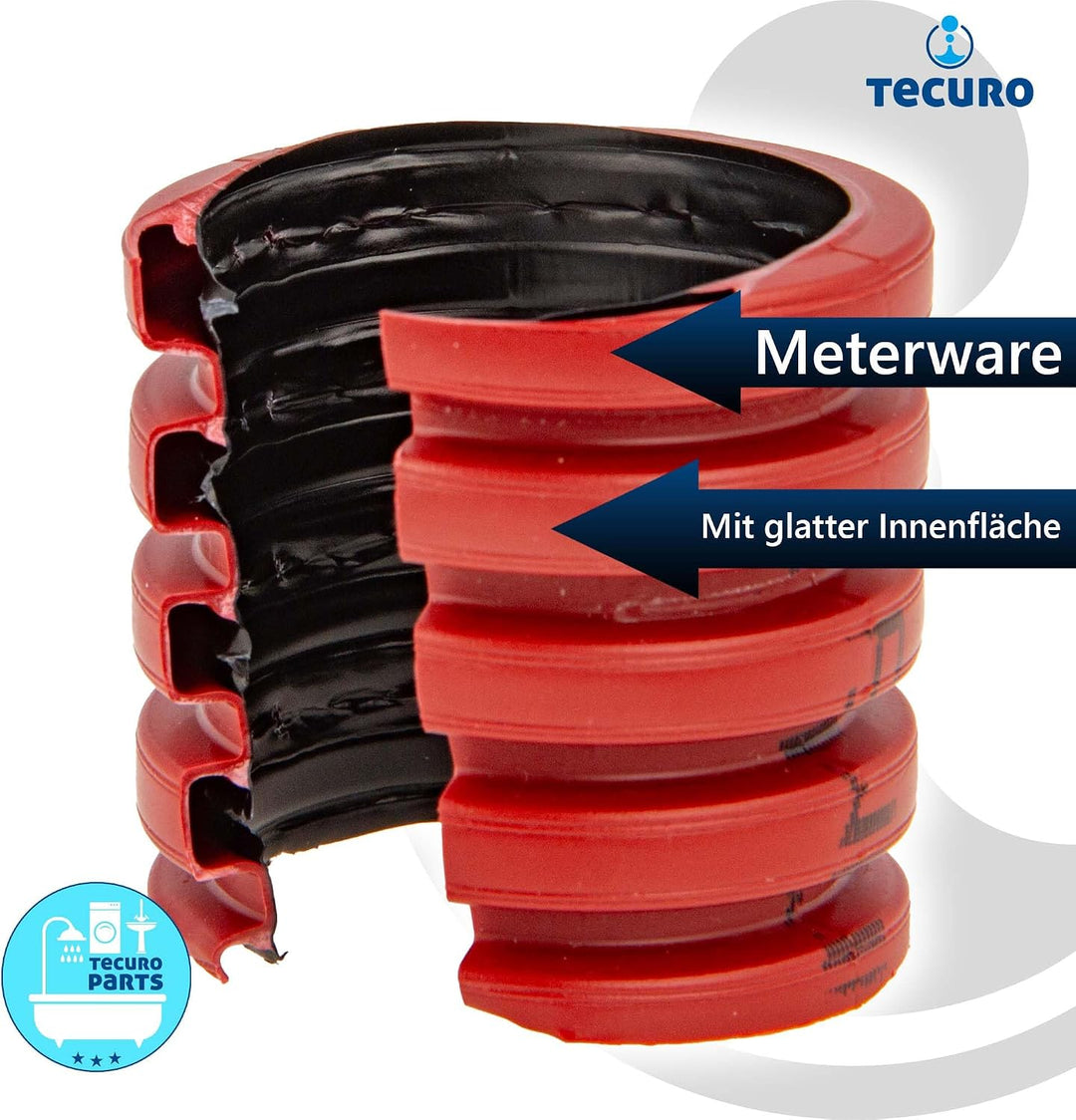 tecuro PE Kabelschutzrohr Ø 50 mm aussen x Ø 40 mm innen - 12 Meter, rot, Erdverlegung gem. DIN EN 5