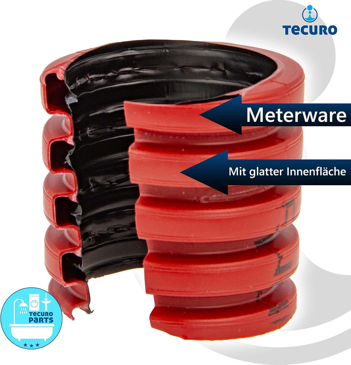 tecuro PE Kabelschutzrohr Ø 50 mm aussen x Ø 40 mm innen - 12 Meter, rot, Erdverlegung gem. DIN EN 5