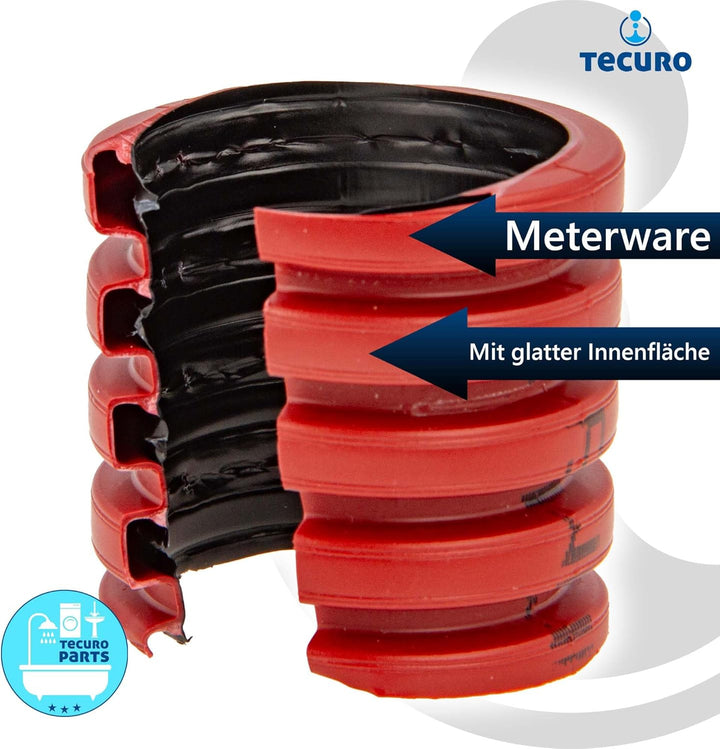 tecuro PE Kabelschutzrohr Ø 40 mm aussen x Ø 30 mm innen - 12 Meter, rot, Erdverlegung gem. DIN EN 5
