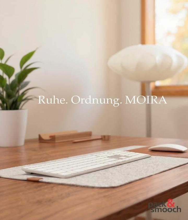 Pack &amp; Smooch Grosse Schreibtischunterlage Mouse Pad Matte -Moira- 74x30cm aus Merino Filz und Natur