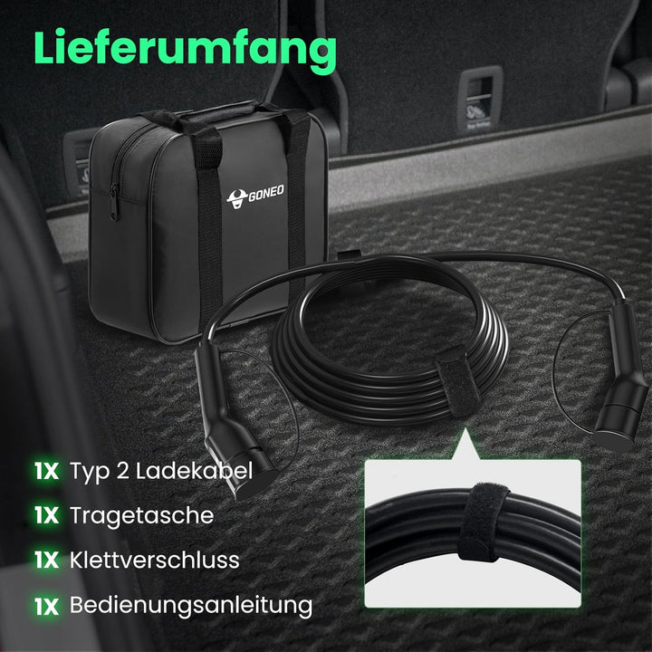 GONEO Typ 2 Ladekabel 11kW 5M 16A Ladekabel Elektroauto Typ 2 3 Phasig für E Auto EV/PHEV Typ 2 auf