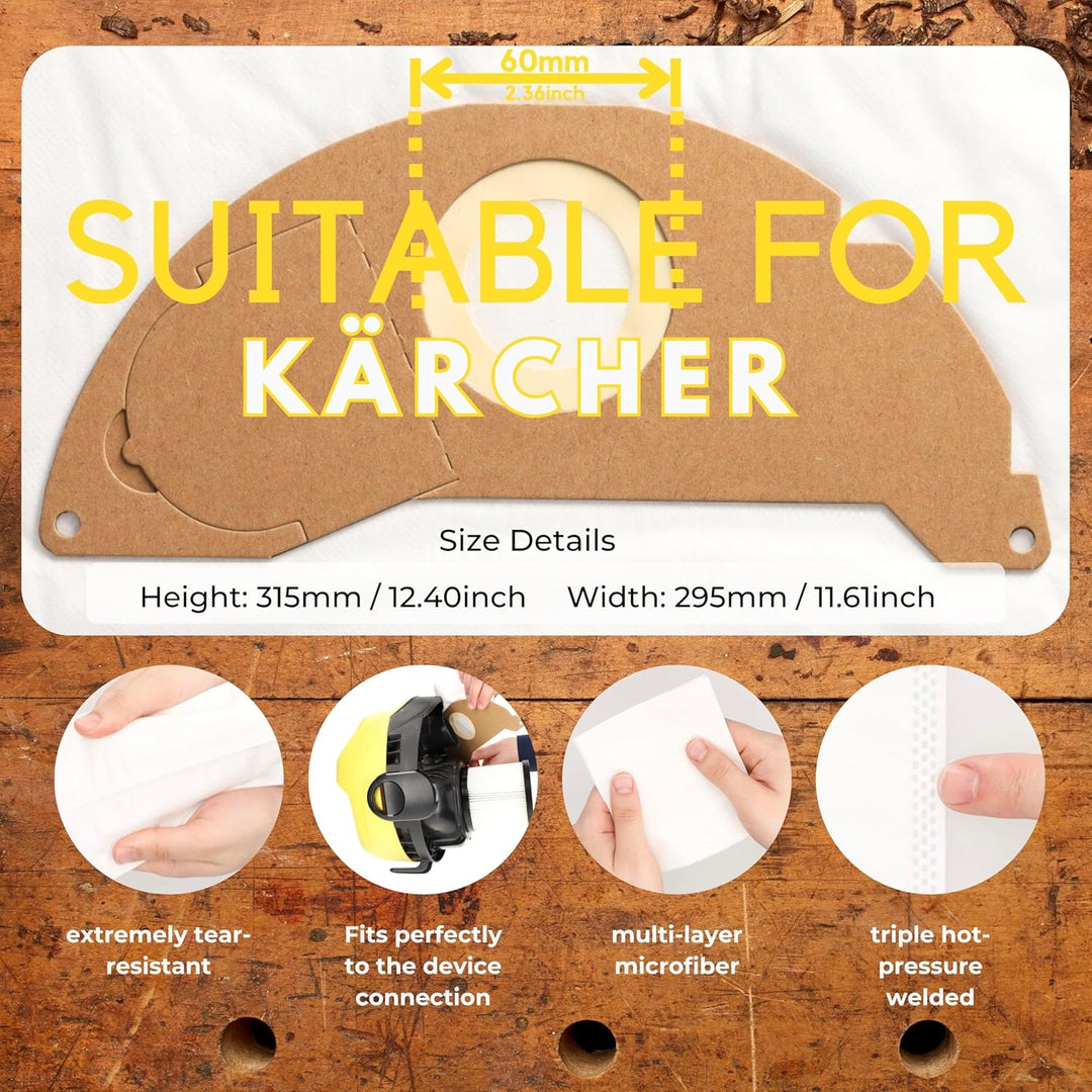 20 Staubsaugerbeutel für Kärcher Staubsauger Serie WD 2 & MV 2, WD 2.200, WD 2.250, alternativ zu or