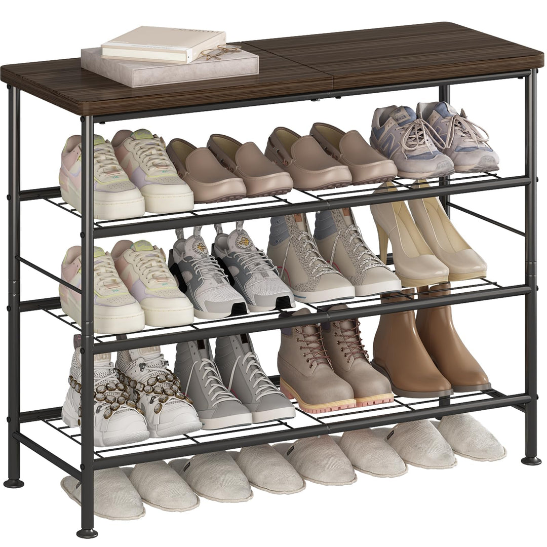 Schuhregal mit 4 Ebenen,Schuhregale aus Hochleistungsmetall mit MDF-Platte,Geeignet für Eingänge,Sch