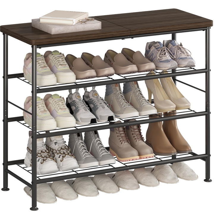 Schuhregal mit 4 Ebenen,Schuhregale aus Hochleistungsmetall mit MDF-Platte,Geeignet für Eingänge,Sch