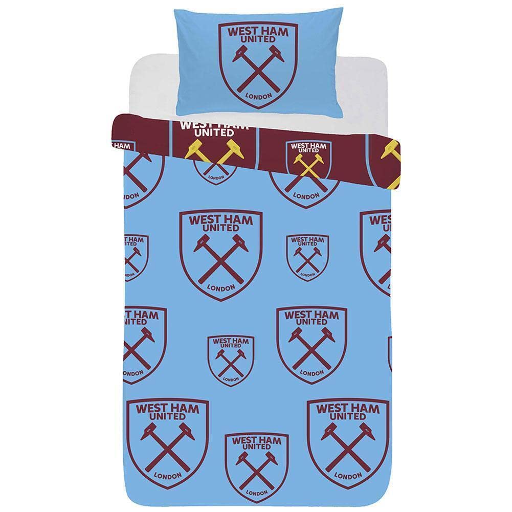 West Ham Multi Crest Single Reversible Duvet and Pillow Case Set