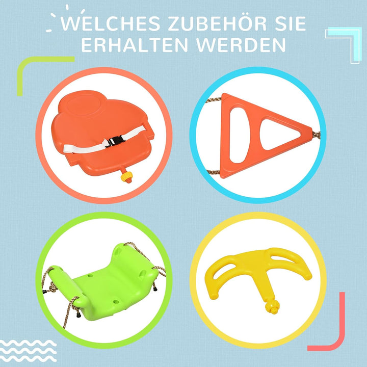 Outsunny Babyschaukel 3 in 1 Kinderschaukel Babysitz verstellbar Mitwachsend Schaukelsitz mit Rücken