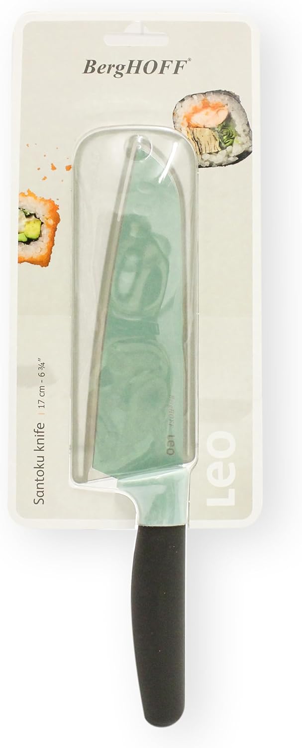 BergHoff Santokumesser 17 cm - Leo (Küchenmesser grün, Messer mit Antihaftbeschichtung, inkl. Klinge