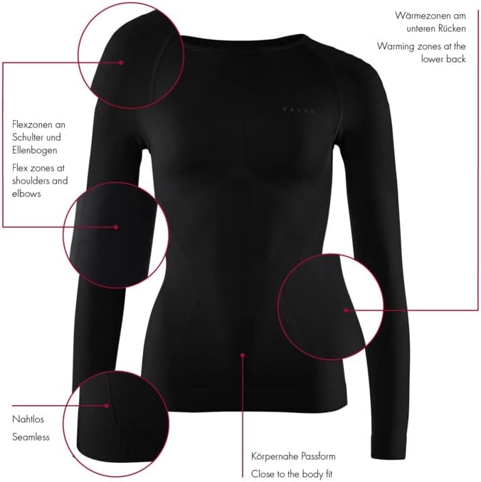 FALKE Damen Warm Round Neck Funktionsshirt Langarm für milde bis kalte Temperaturen warme Funktionsu