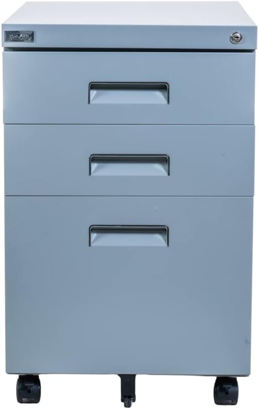Metall Rollcontainer 3 Schubladen abschliessbar Hängeregister Aktenschrank Büromöbel Homeoffice Büro