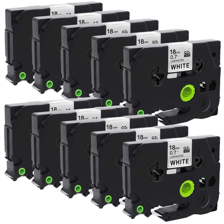 Molabel 10pack TZe-241 Black on white compatible with Brother equipment tape for Brother PT-D400, PT