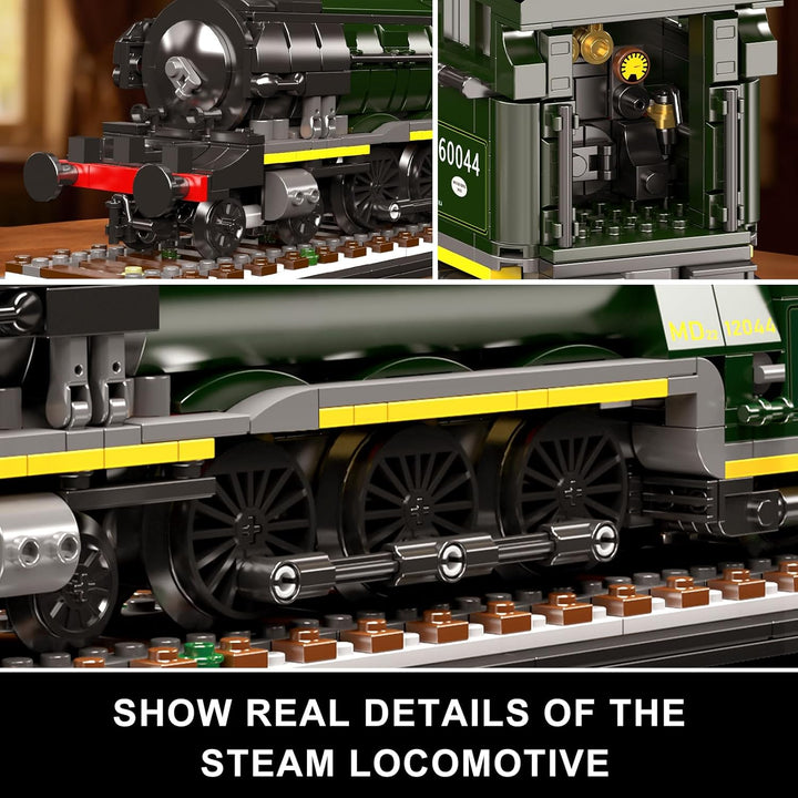 Mould King 12044 Britische Dampflokomotive Bausatz, 1766 Teile Klassisches Zugmodell aus Bausteinen,
