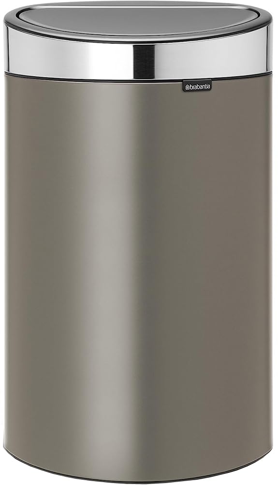 Brabantia Touch Bin New mit herausnehmbaren Kunststoffeinsatz, 40L, Edelstahl, platinum, 32.8 x 48.3