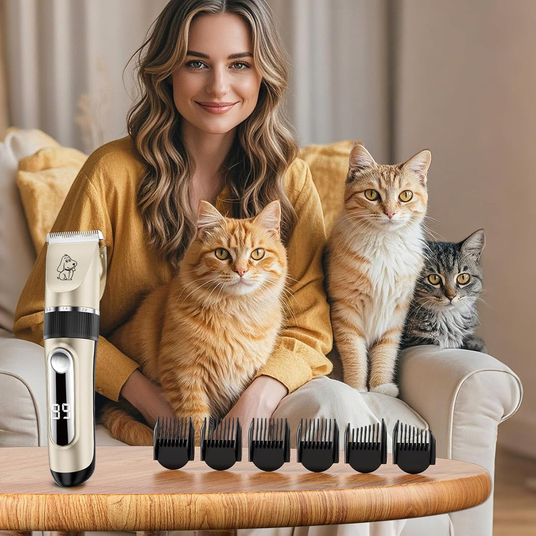 NWOUIIAY IPX7 Schermaschine Hund Leise Tierhaarschneider Waschbar Profi Drahtlose Wiederaufladbare T