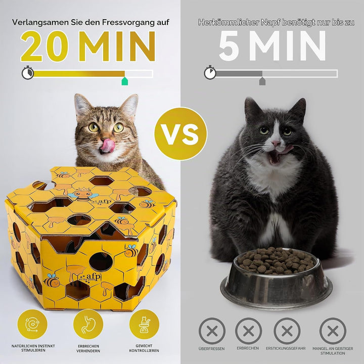 ALL FOR PAWS Katzen-Futter-Spielzeug, Interaktive Leckerli-Spielbox für Katzen, Futterlabyrinth-Box