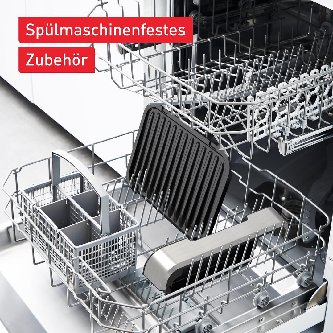 Tefal OptiGrill 2in1 Kontaktgrill, Aufklappbar, Tischgrill, 9 Programme, Garstufenanzeige, Grillzang