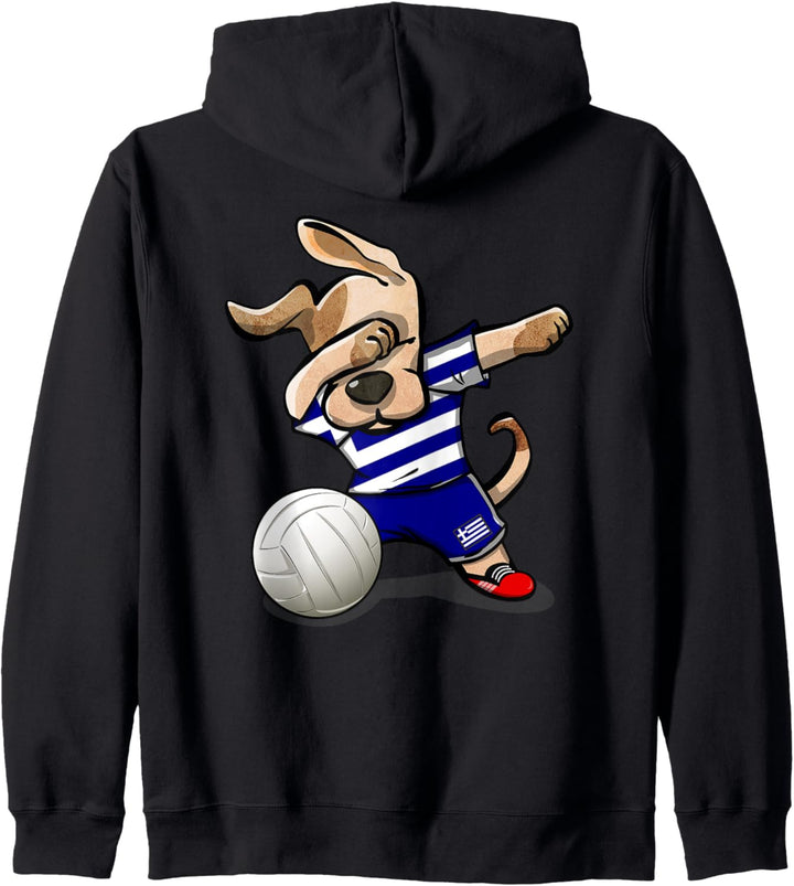 Tupfender Hund Griechenland Volleyball Griechische Flagge Kapuzenjacke