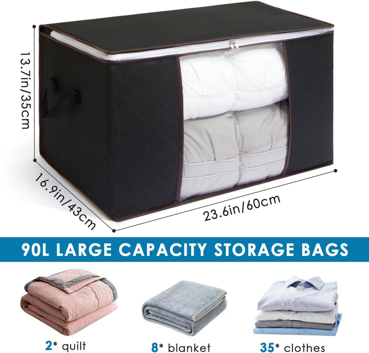 AIOR 6 Stück 90L Gross Aufbewahrungstasche, Faltbare Kleideraufbewahrung Schrank Organizer für Kleid