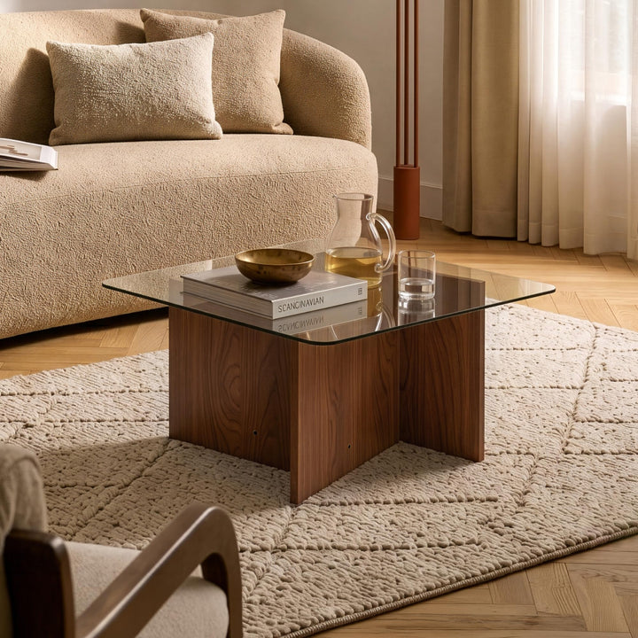 [en.casa] Couchtisch Benexjö Wohnzimmertisch 70 x 70 x 36 cm Beistelltisch Couch Sofatisch mit Glasp