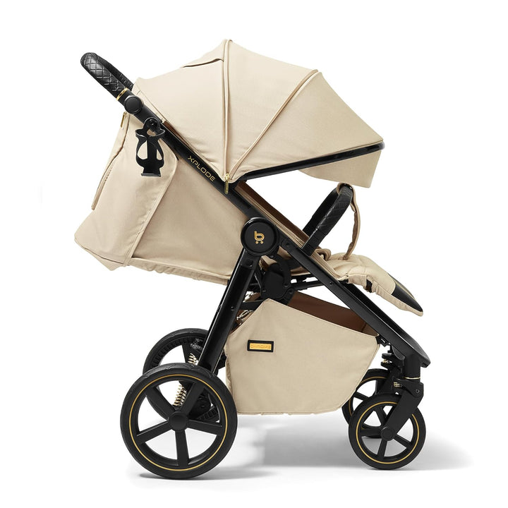 Xplode Chrome Kinderwagen bis 22 kg, isolierter Fusssack, Flaschenhalter, Regenschutz und Moskitonet