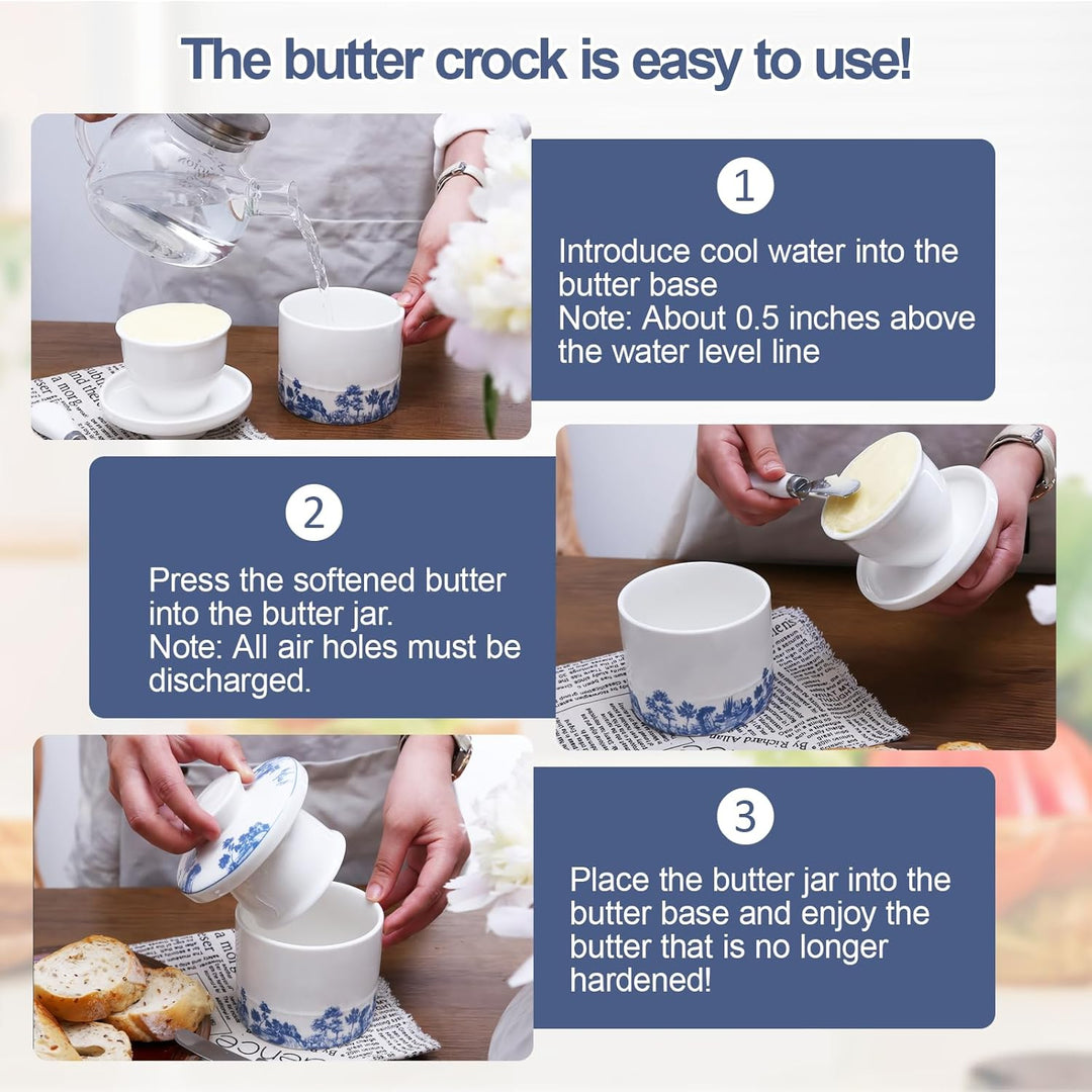 Butterglocke Keramik, Französische Butterdose, Wassergekühlte Butterdose für Frische und Streichfähi