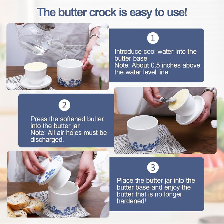 Butterglocke Keramik, Französische Butterdose, Wassergekühlte Butterdose für Frische und Streichfähi