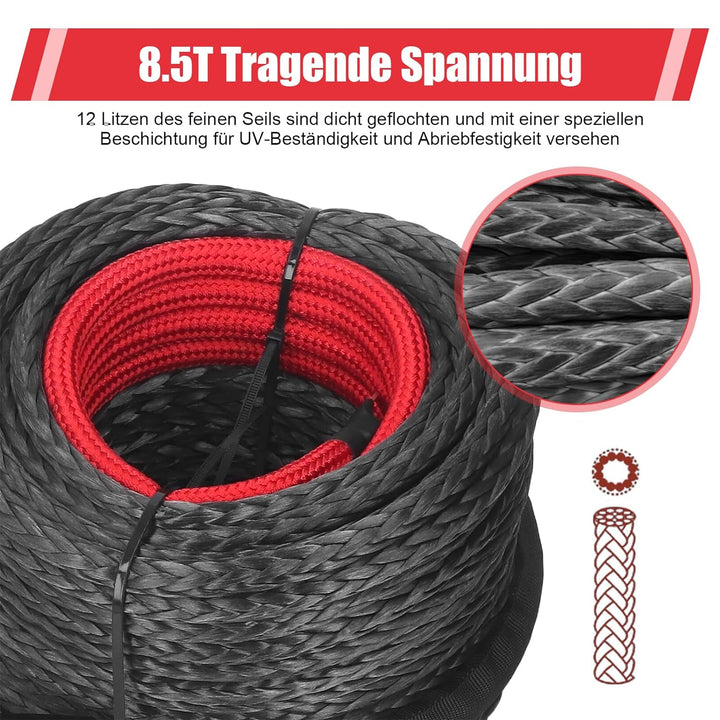 Synthetisches Windenseil, 10mm X 30m Synthetik-Kunststoff-Seil Seil-Winde Winden UV Beweis Abnutzung