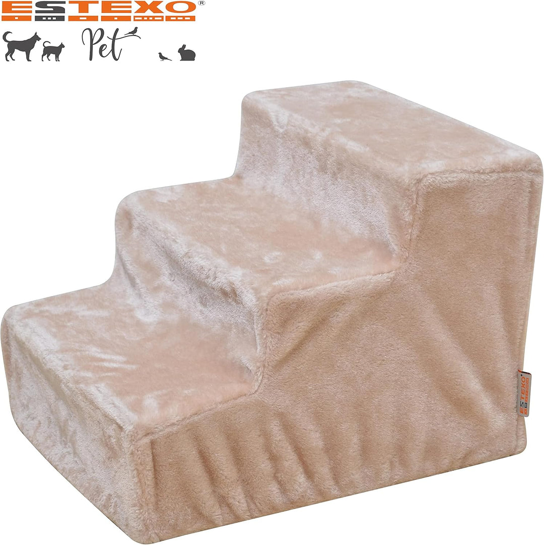ESTEXO Hundetreppe Katzentreppe Haustiertreppe Tiertreppe Treppenstufen Plüschbezug Einstieghilfe 3