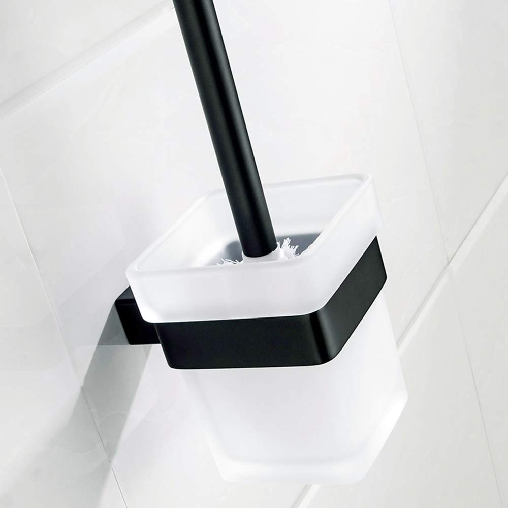 CASEWIND Toilettenbürstenhalter Schwarz, WC Bürste Set Matt Edelstahl, Wandmontage Klobürstehalter m