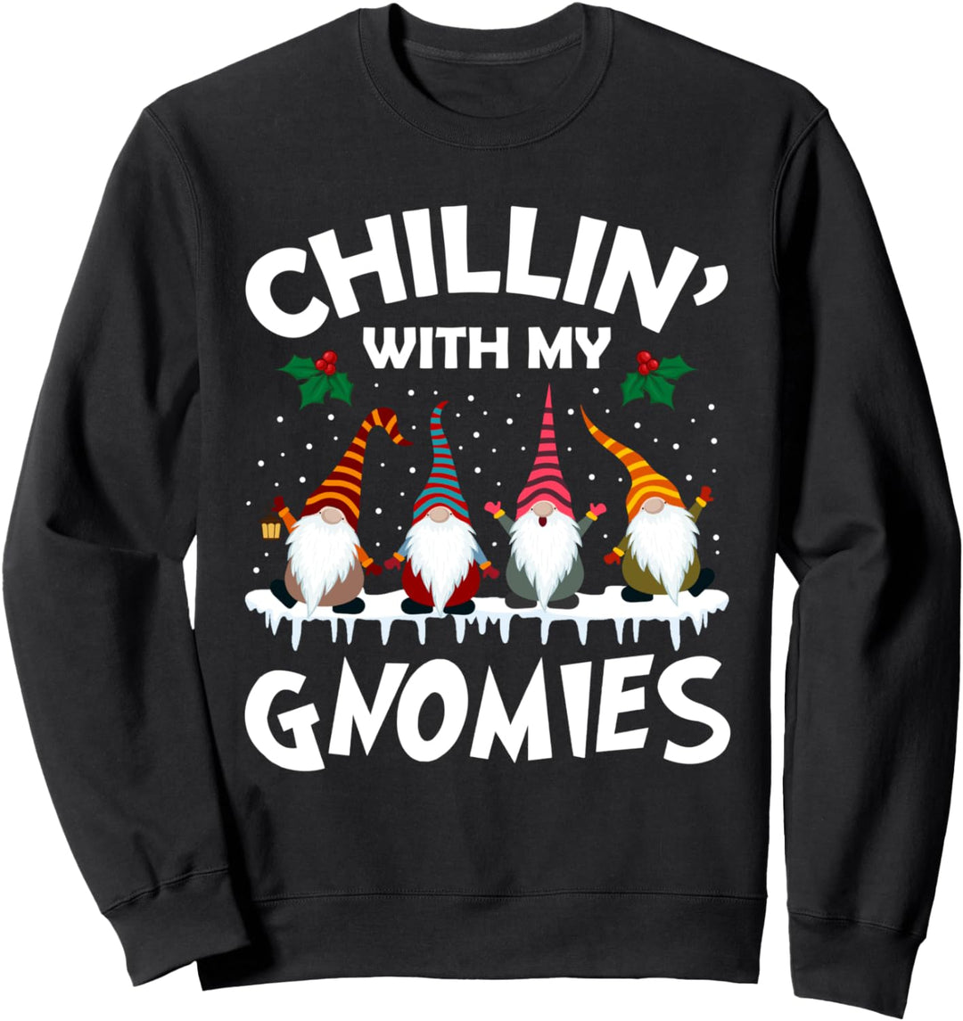 Chilling with my gnomies Weihnachtspyjama Süsser Weihnachtszwerg Sweatshirt