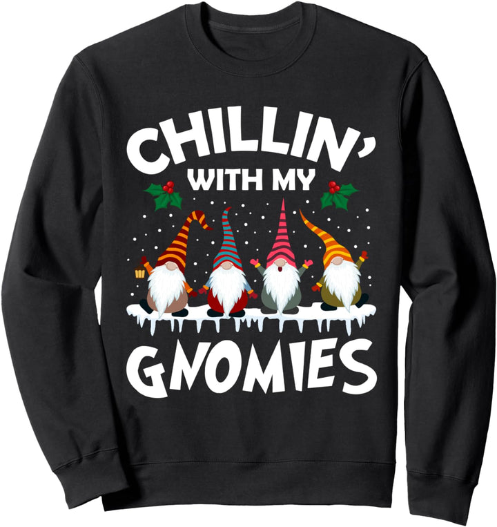 Chilling with my gnomies Weihnachtspyjama Süsser Weihnachtszwerg Sweatshirt