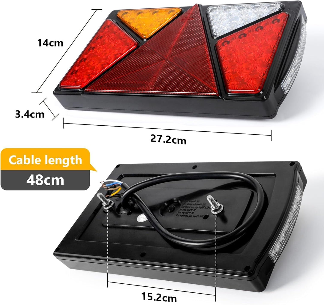 Yuanjoy 2 Pack 12V 24V PKW-Anhänger LED Rückleuchten Satz mit E-Prüfzeichen, Wasserdicht LKW Rücklic
