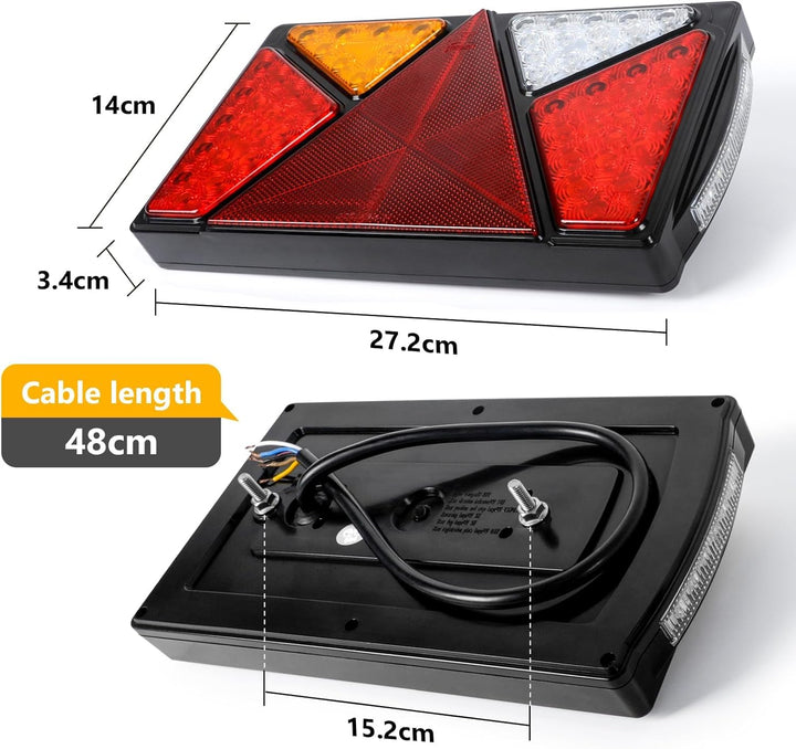 Yuanjoy 2 Pack 12V 24V PKW-Anhänger LED Rückleuchten Satz mit E-Prüfzeichen, Wasserdicht LKW Rücklic