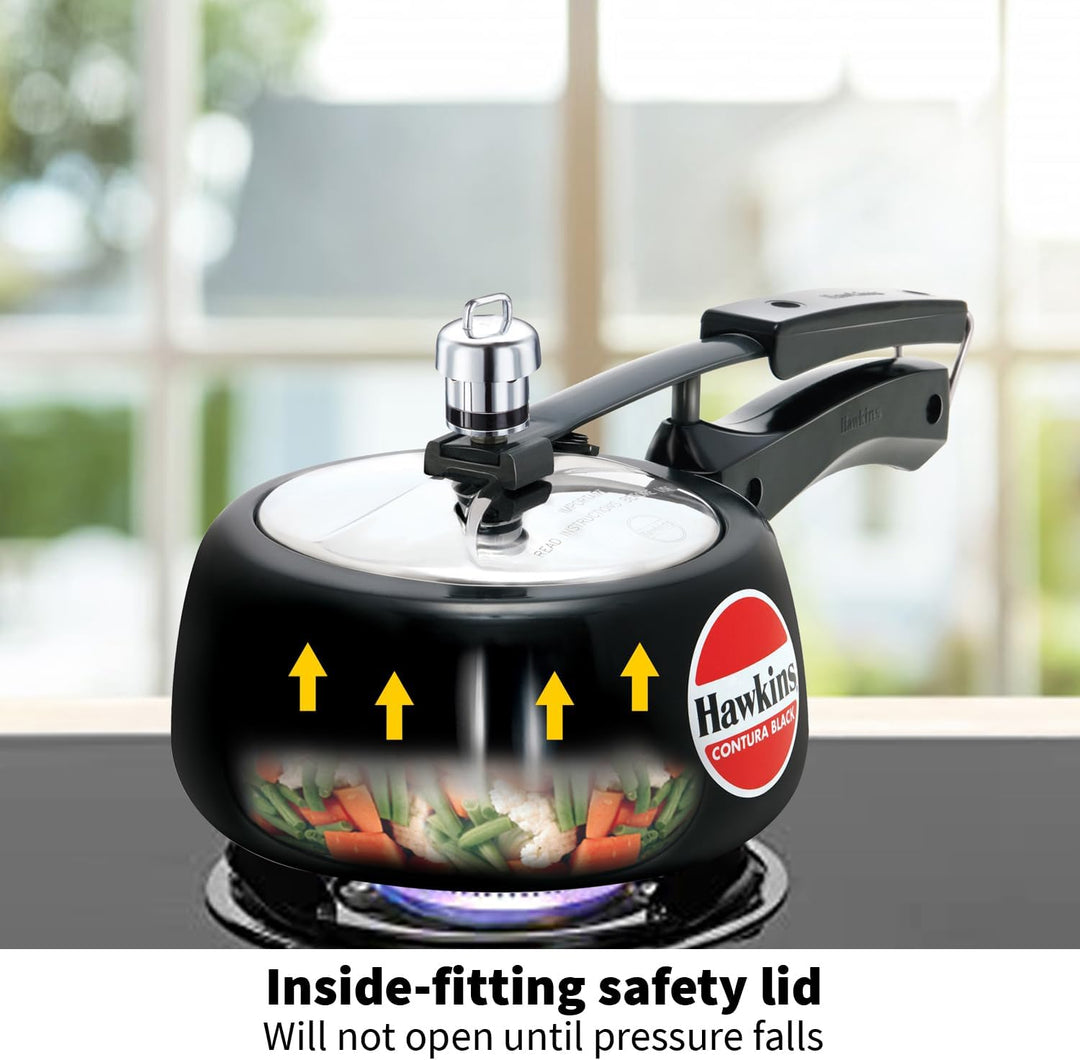 HAWKINS CB15 harteloxierter Schnellkochtopf, aluminium, 1.5 liters, Contura Schwarz 1.5-Liter, 1.5-L