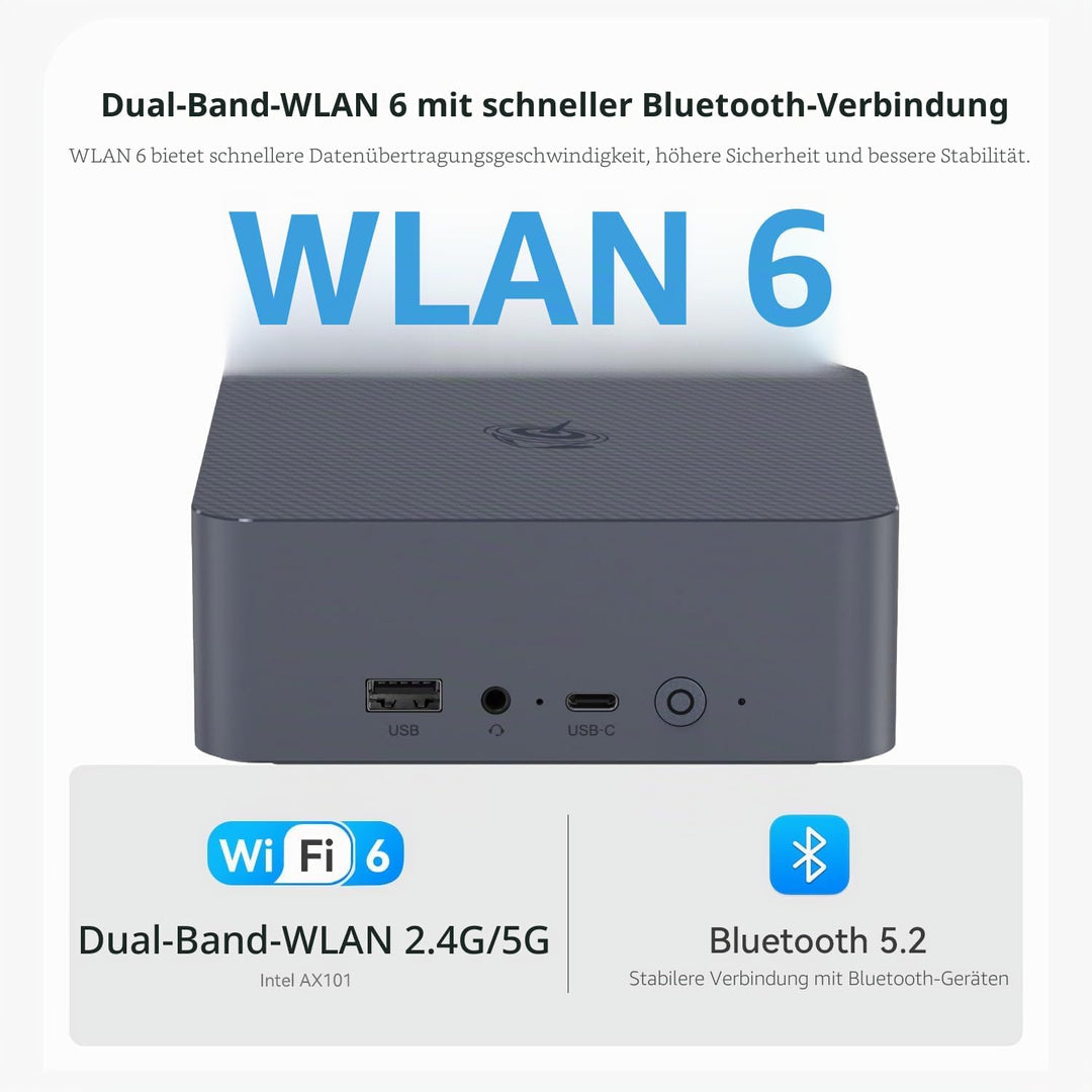 Beelink Mini PC EQi12, Intel Core i5 1235U 10C/12T, bis zu 4.4Ghz, Mini Computer 32GB DDR4 500GB M.2