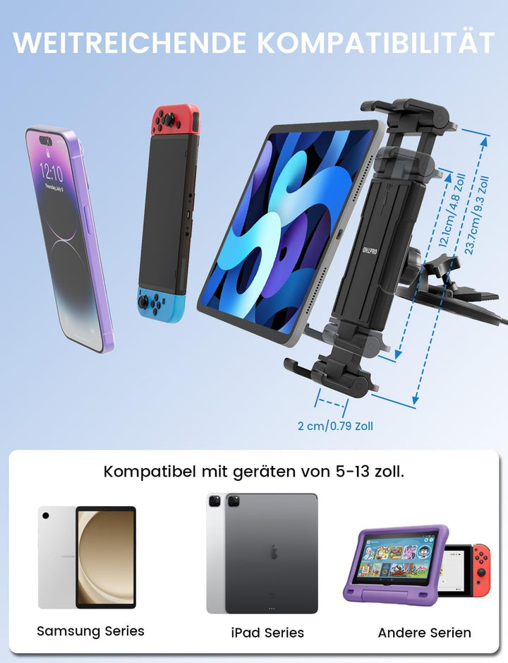 OHLPRO Tablet Halterung Auto CD Schlitz, 360° Drehbar iPad Autohalterung Tablethalterungen vorne CD