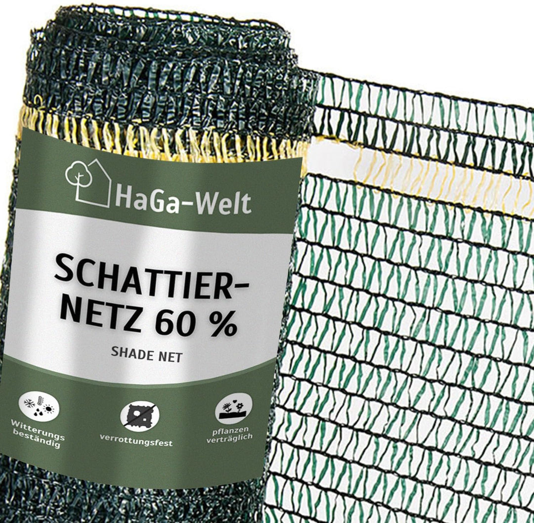 HaGa® Schattiernetz 4m x 5m mit 60% Schattierwirkung in grün - Sonnenschutzgewebe Sichtschutz für Za