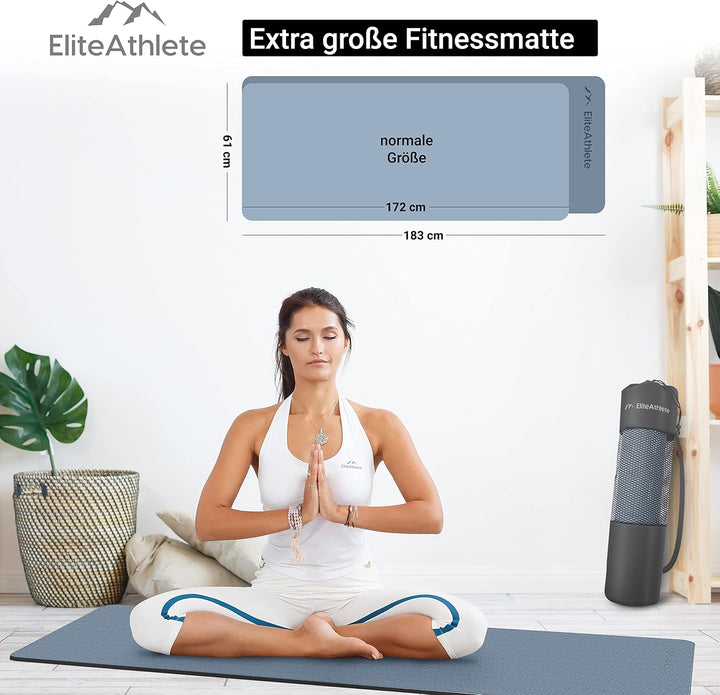 EliteAthlete Yogamatte - Sportmatte - Fitnessmatte - Gymnastikmatte gepolstert &amp; rutschfest für Fitn