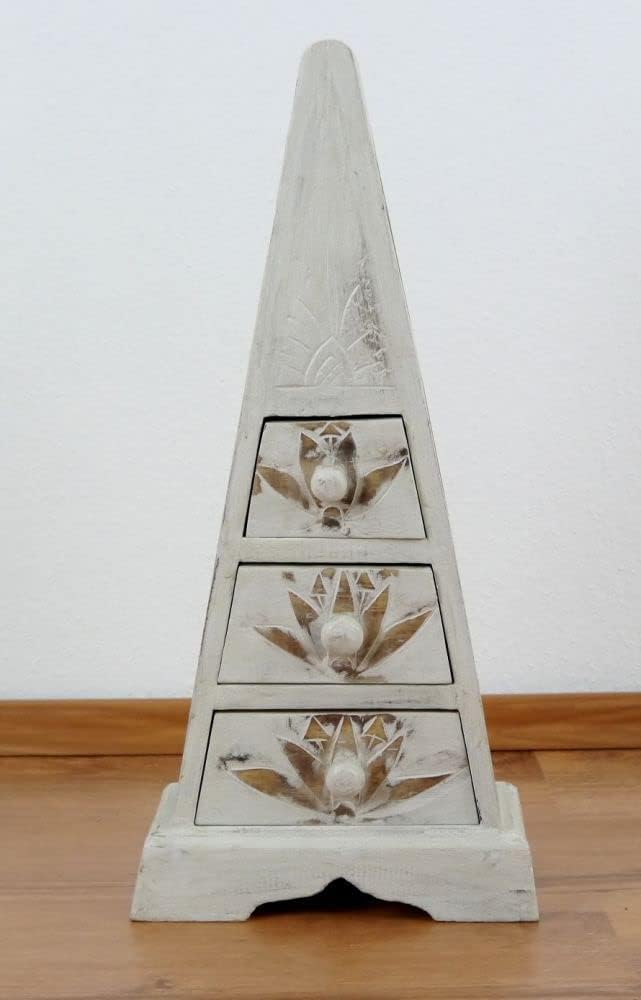 livasia Pyramiden Kommode, Schubladenkommode, Schubladenschränkchen, Schmuckschränkchen (weiss)