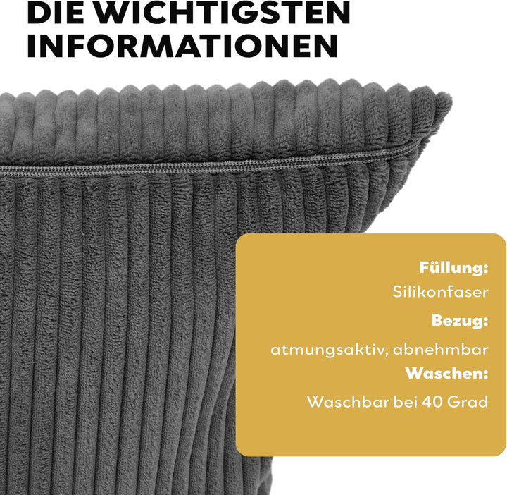 Schwangerschaftskissen 40x145 cm | Schwangerschaftskissen | Allergiker geeignet (Dunkelgrau, 145 x 4
