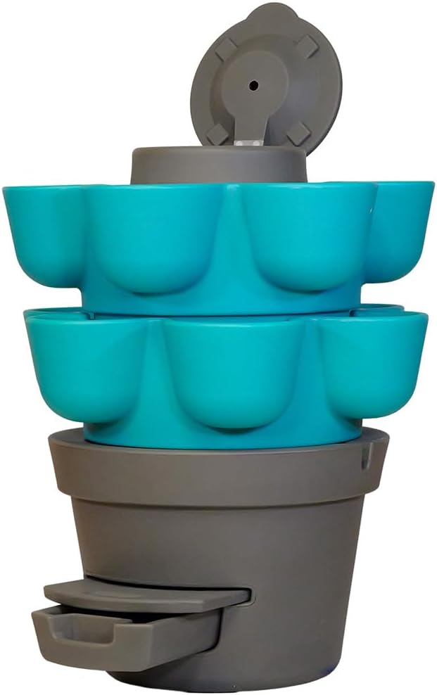 WORMgarden Turquoise 2 Pflanzgefässe | Vertikaler Gemüsegarten mit integriertem Wurmkomposter | Anba
